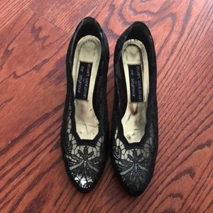 Stuart Weitzman Vintage Black Lace Evening Pumps